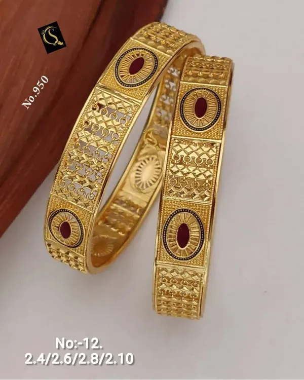 New_Designer_High_Gold_Plated_Pure_Brass_2_Pcs_Oval_Bangle