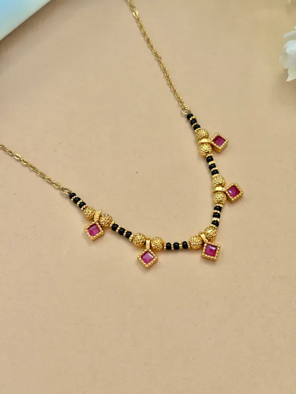 Gold_Plated_Ruby_Stone_Daily_Wear_Square_Design_18'_Mangalsutra