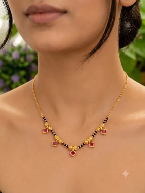 Gold_Plated_Ruby_Stone_Daily_Wear_Square_Design_18'_Mangalsutra