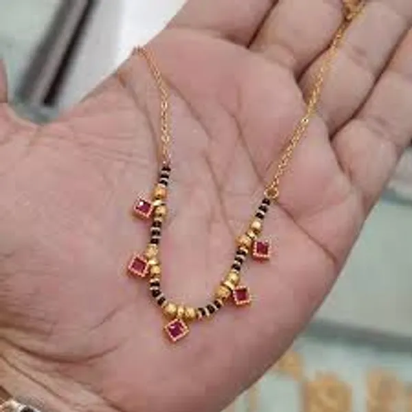 Gold_Plated_Ruby_Stone_Daily_Wear_Square_Design_18'_Mangalsutra