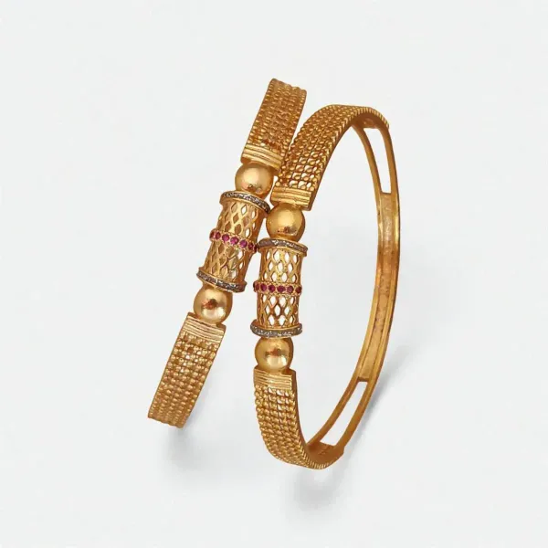 Micro_Gold_Plated_And_Diamond_Studed_Fancy_Bangle_Combo_(Buy__1_Get_1_Free)