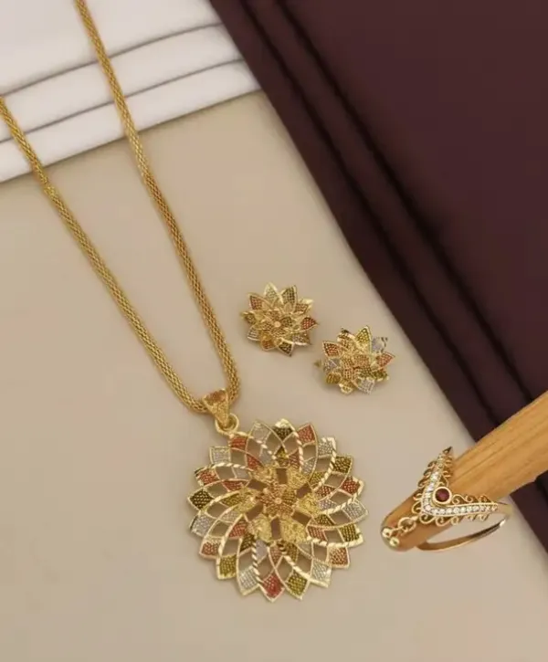Designer_Gold_Plated_Rangoli_Flower_Pendant_Set_with_Beautiful_Ring