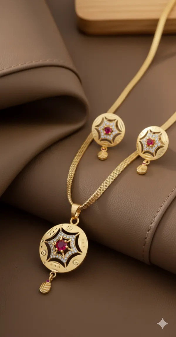 Micro_Gold_Plated_And_Diamond_Studded_Fancy_Star_Pendant_Set_with_Flower_Adjustable_Kadli