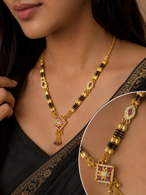 Designer_High_Gold_Plated_And_Diamond_Sqare_Fancy_Mangalsutra_-_23_Inches
