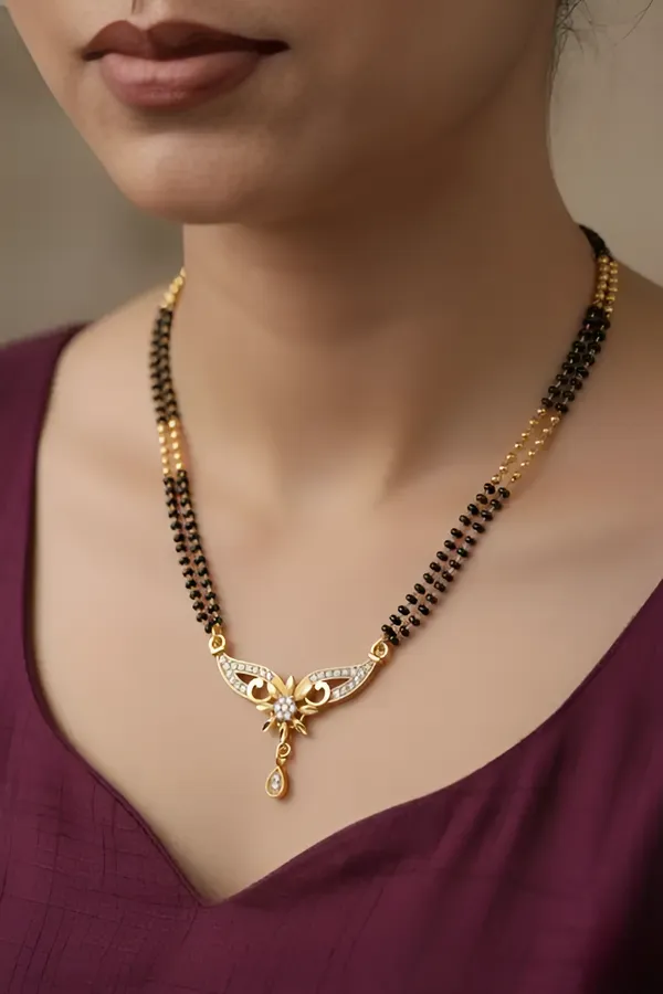 Micro_Gold_Plated_Floral_And_Diamond_Double_Line_24_Inches_Mangalsutra