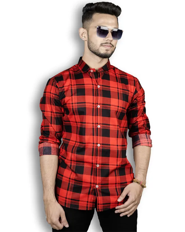 Cotton_Printed_Red_Checks_Shirt_Premium_Cotton_Blend