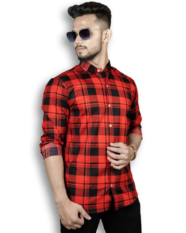Cotton_Printed_Red_Checks_Shirt_Premium_Cotton_Blend