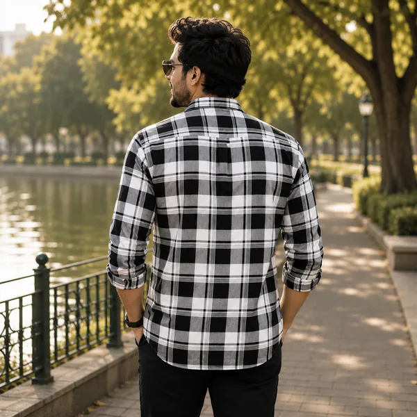 Cotton_Printed_White_Checks_Shirt_For_Men
