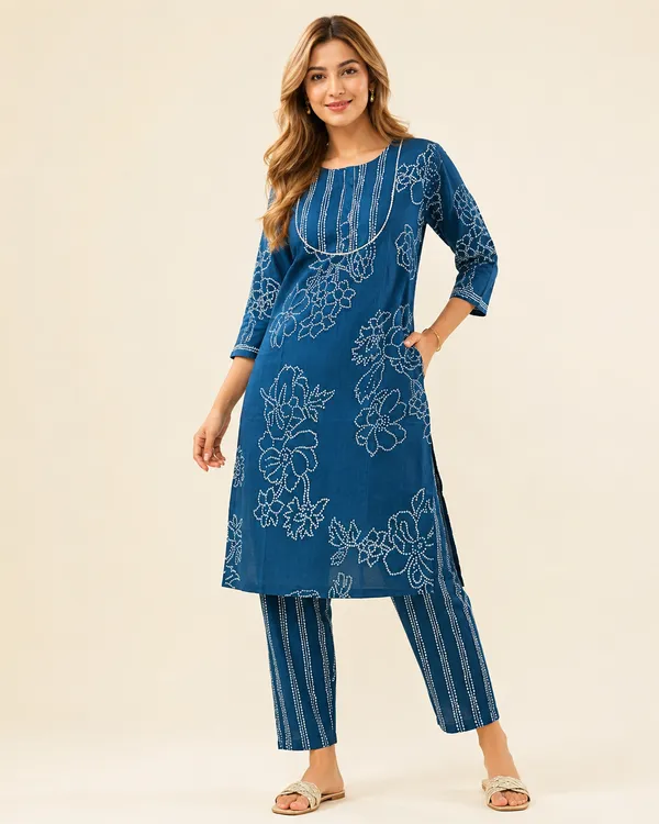 Blue_Pure_Cotton_Kurti_Pant_Set