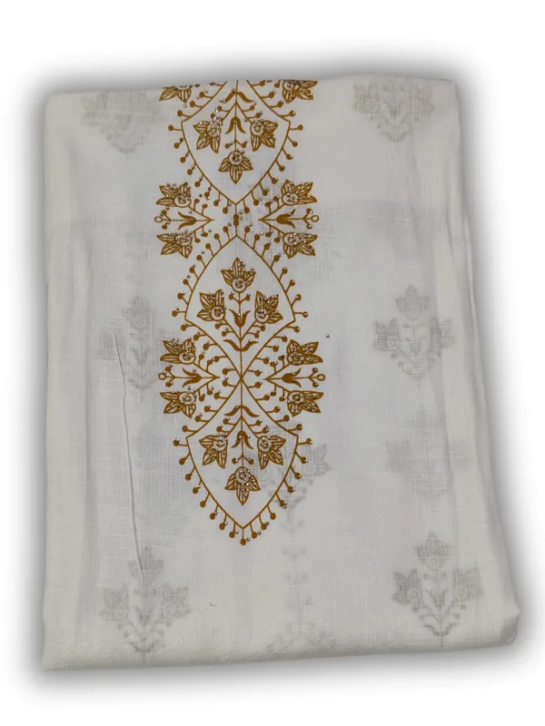 White_&_Golden_Indo_Cotton_Printed_Unstitched_Dress_Material