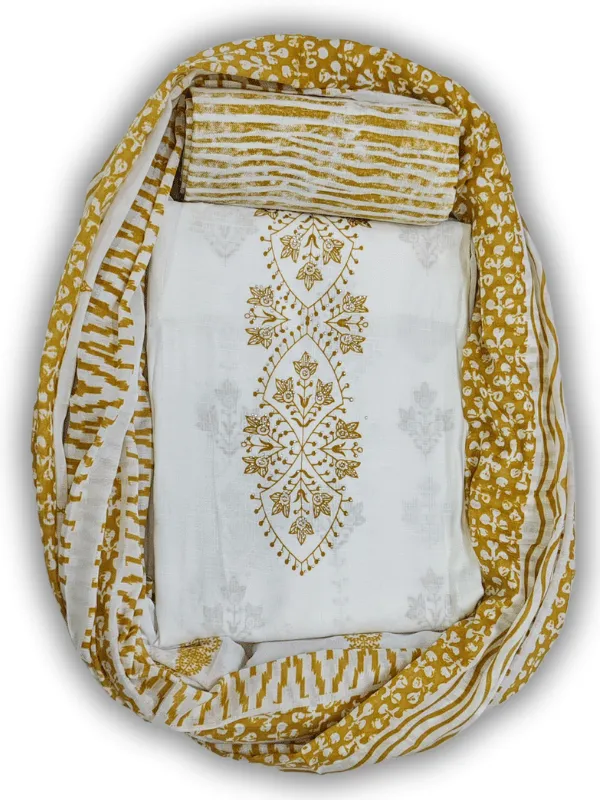 White_&_Golden_Indo_Cotton_Printed_Unstitched_Dress_Material