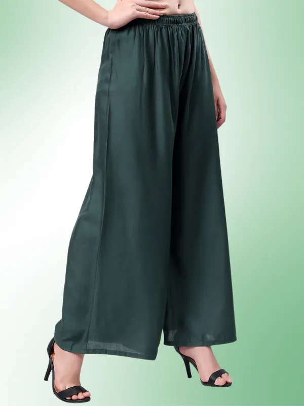 Dark_Green_Rayon_Cotton_Simple_Plan_Palazzo_:_Earthy_Elegance