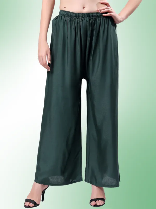 Dark_Green_Rayon_Cotton_Simple_Plan_Palazzo_:_Earthy_Elegance