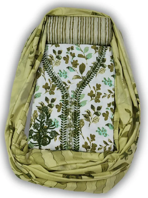 Green_&_White_Indo_Cotton_Printed_Unstitched_Dress_Material