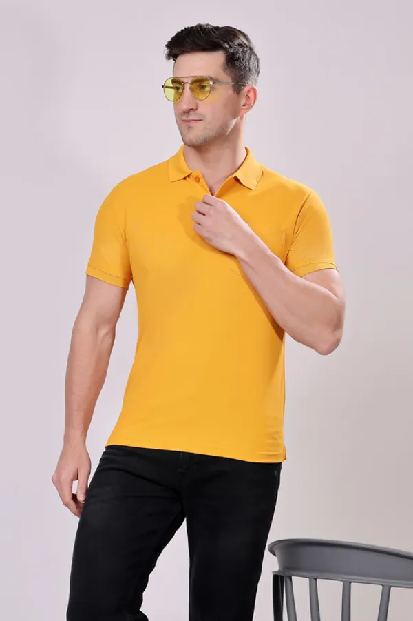 Premium__Plain_Mustard_Color_Polo_Tshirt_for_Men