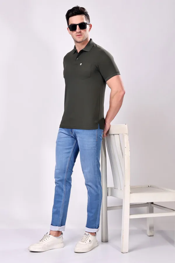 Premium__Plain_Olive_Color_Polo_Tshirt_for_Men