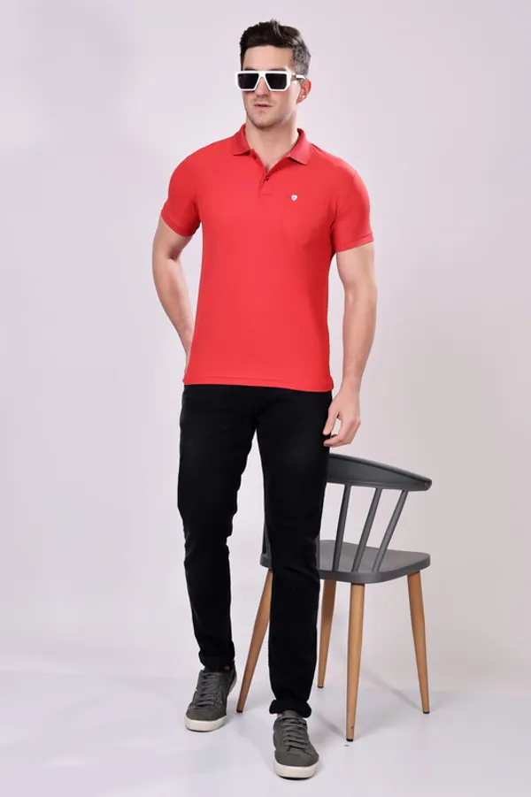 Premium__Plain_Red_Color_Polo_Tshirt_for_Men