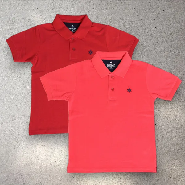 Pack_Of_2_Carrot_&_Red_Boys_Solid_Cotton_Blend_Regular_T_Shirt