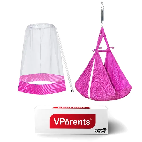 Infant_Baby_Swing_Cradle_with_Mosquito_net_and_Spring_(Pink)