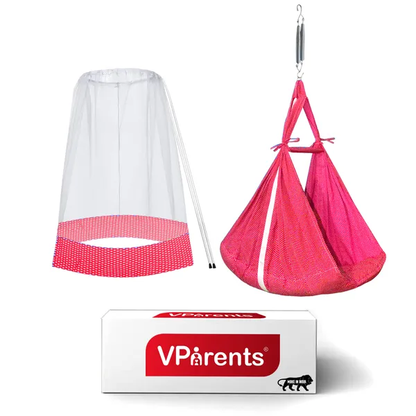 Infant_Baby_Swing_Cradle_with_Mosquito_net_and_Spring_(Red)