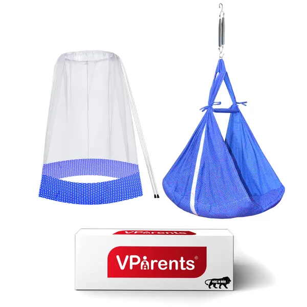 Infant_Baby_Swing_Cradle_with_Mosquito_net_and_Spring_(Dark_Blue)