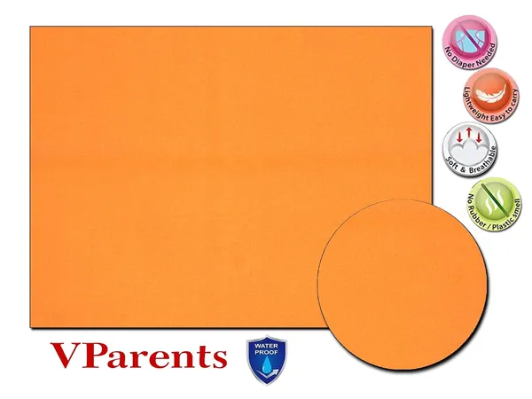VParents_Chubby_Cheeks_Water_Proof_Baby_Bed_Protector_Reusable_Dry_Sheet_(Orange)_(Large)_(100_X_140)