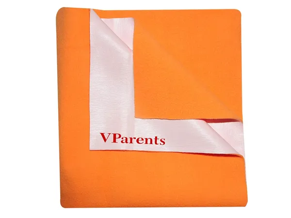 VParents_Chubby_Cheeks_Water_Proof_Baby_Bed_Protector_Reusable_Dry_Sheet_(Orange)_(Large)_(100_X_140)