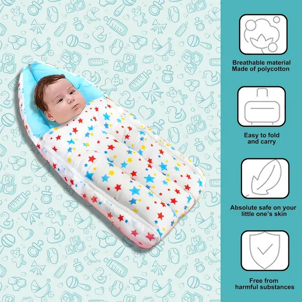 Joy_Baby_Bedding_Set_with_Pillow_and_Sleeping_Bag_Combo_(Blue)