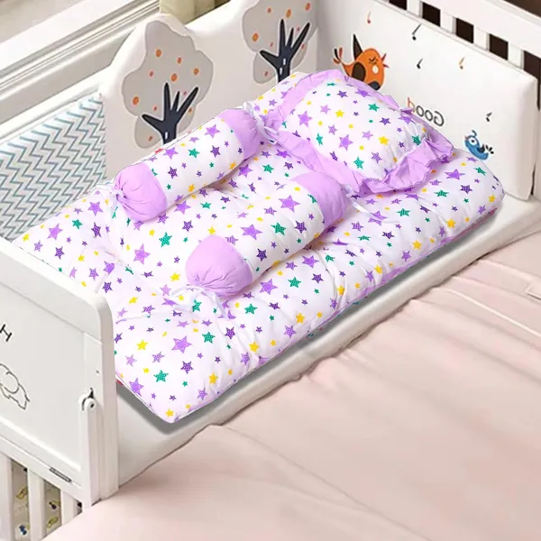 Joy_Baby_4_Piece_Bedding_Set_with_Pillow_and_Bolsters_Sleeping_Bag_and_Bedding_Set_Combo_(Purple)