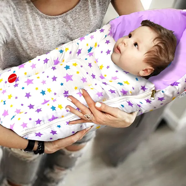 Joy_Baby_4_Piece_Bedding_Set_with_Pillow_and_Bolsters_Sleeping_Bag_and_Bedding_Set_Combo_(Purple)