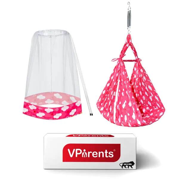 Sunny_Baby_Swing_Cradle_with_Mosquito_net_and_Spring_(Pink)