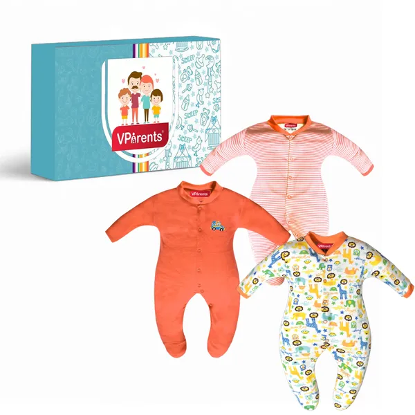 Full_Length_Printed_Baby_Footies_Sleepsuit_Romper_Pack_of_3-(Orange)