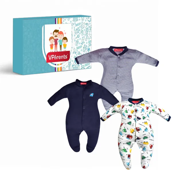 Full_Length_Printed_Baby_Footies_Sleepsuit_Romper_Pack_of_3-(Royal_Blue)