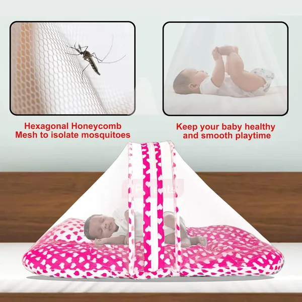 Rosy_Baby_Bedding_Set_with_Mosquito_net_and_Pillow(Pink)