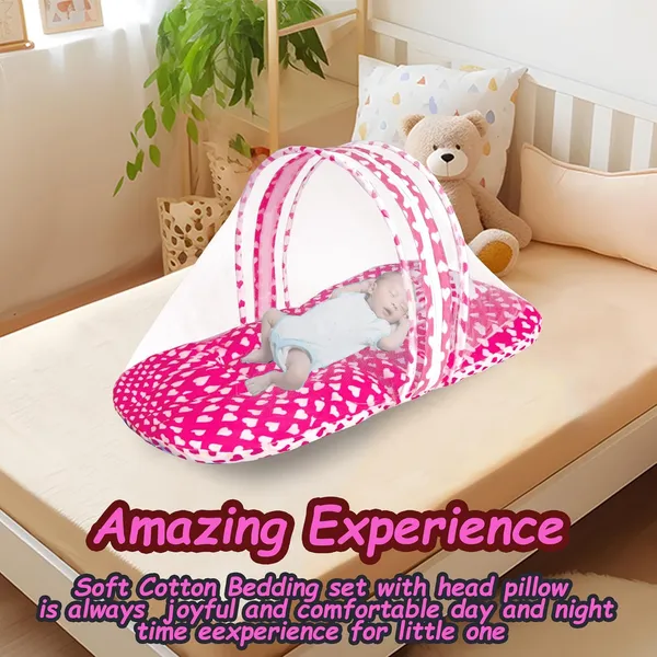 Rosy_Baby_Bedding_Set_with_Mosquito_net_and_Pillow(Pink)