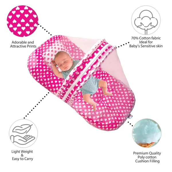 Rosy_Baby_Bedding_Set_with_Mosquito_net_and_Pillow(Pink)