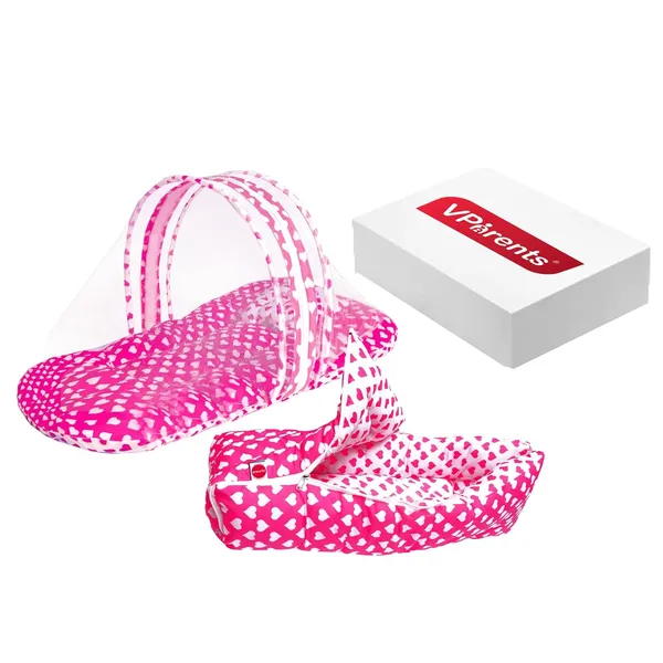 Rosy_Baby_Bedding_Set_with_Pillow_and_Sleeping_Bag_Combo_(Pink)