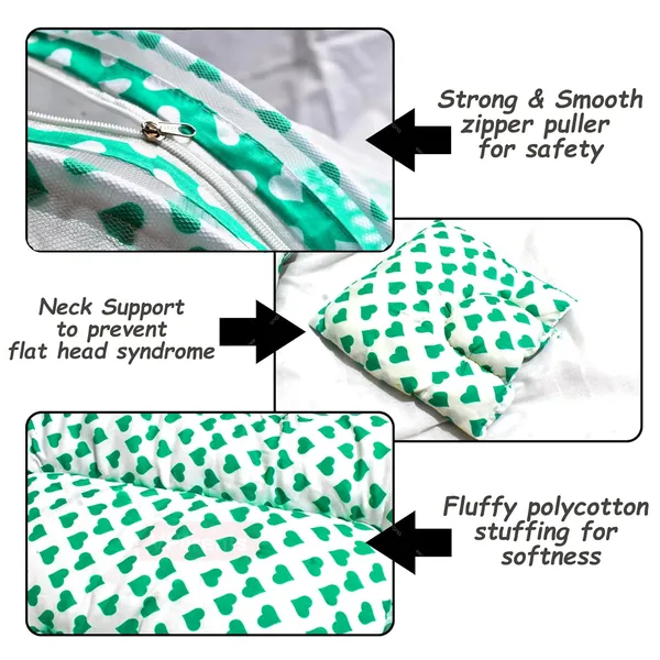 Rosy_Baby_Bedding_Set_with_Pillow_and_Sleeping_Bag_Combo_(Green)