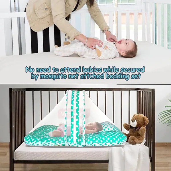 Rosy_Baby_Bedding_Set_with_Pillow_and_Sleeping_Bag_Combo_(Green)