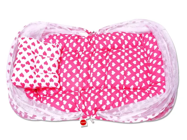 Rosy_Baby_Feeding_Pillow_Bedding_Set_with_Mosquito_net_and_Sleeping_Bag_Combo_(Pink)