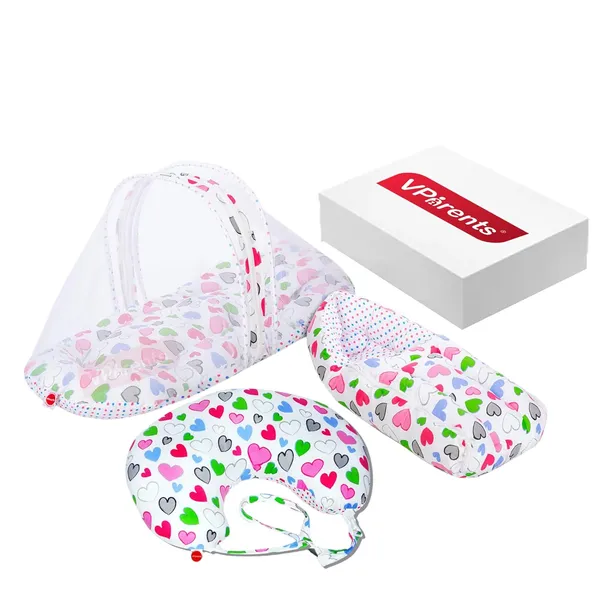 Daisy_Baby_Feeding_Pillow_Bedding_Set_with_Mosquito_net_and_Sleeping_Bag_Combo_(Pink)
