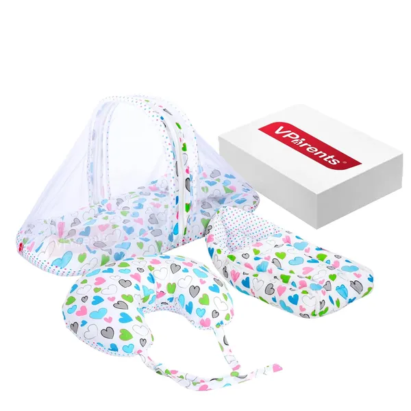 Daisy_Baby_Feeding_Pillow_Bedding_Set_with_Mosquito_net_and_Sleeping_Bag_Combo_(Blue)