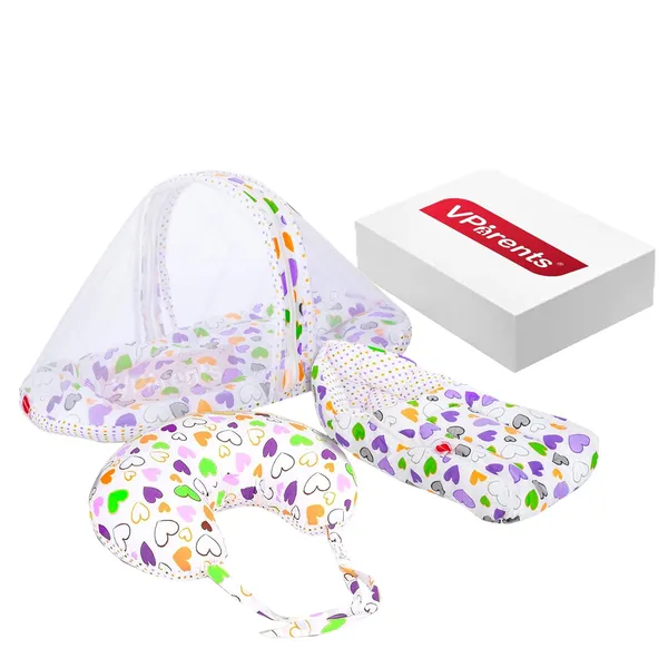 Daisy_Baby_Feeding_Pillow_Bedding_Set_with_Mosquito_net_and_Sleeping_Bag_Combo_(Purple)