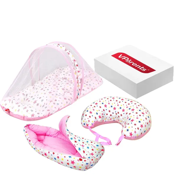 Joy_Baby_Feeding_Pillow_Bedding_Set_with_Mosquito_net_and_Sleeping_Bag_Combo_(Pink)