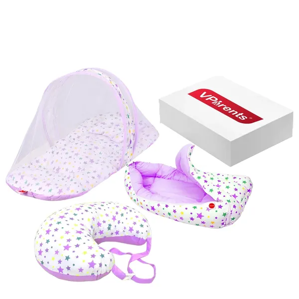 Joy_Baby_Feeding_Pillow_Bedding_Set_with_Mosquito_net_and_Sleeping_Bag_Combo_(Purple)