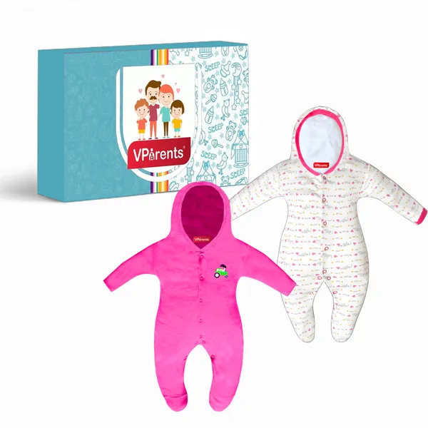 Zoey_Newborn_Baby_Boy's_and_Baby_Girl's_Cotton_Striped_Hooded_Full_Sleeve_Footies_Sleepsuit_Rompers_(Pink)_-_Pack_of_2