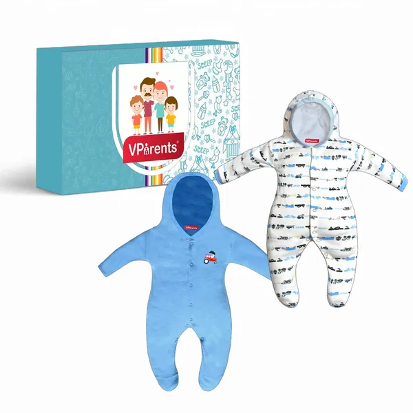 Zoey_Baby_Boy's_and_Baby_Girl's_Cotton_Striped_Hooded_Full_Sleeve_Footies_Sleepsuit_Rompers_for(Blue)_Pack_of_2