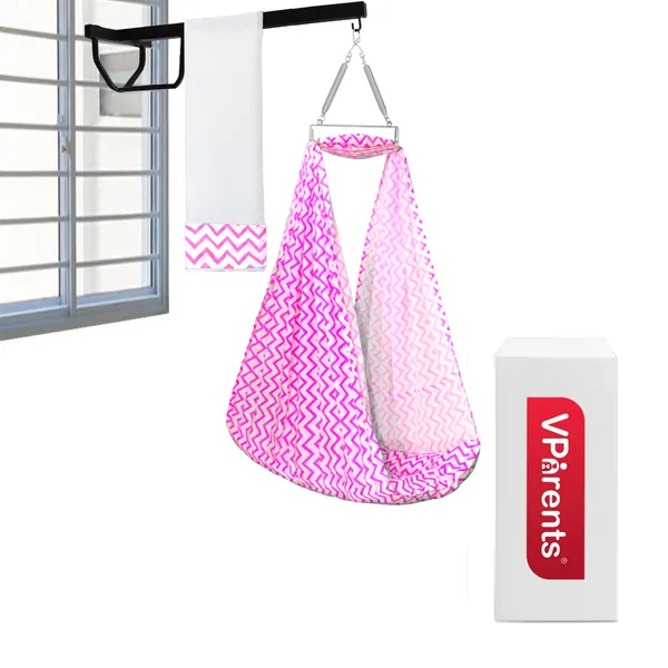 Cherub_Baby_Swing_Cradle_with_Mosquito_Net_Spring_and_Metal_Window_Cradle_Hanger_(Pink)