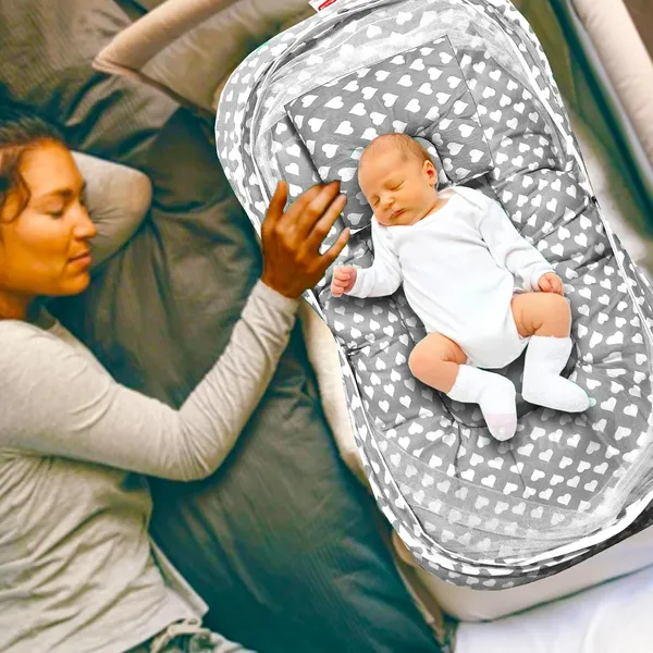 Rosy_Baby_Bedding_Set_with_Mosquito_net_and_Pillow(Grey)