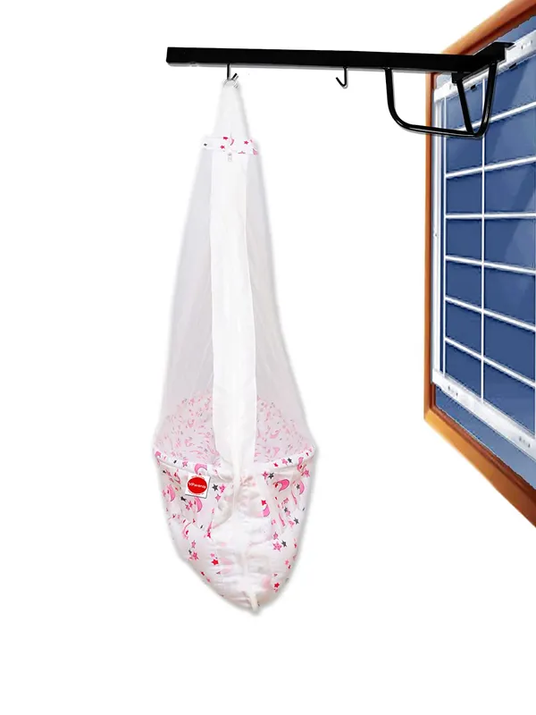 Galaxy_Baby_Cradle_with_Attached_Bed_and_Mosquito_net_and_Window_Cradle_Metal_Hanger_(Pink)